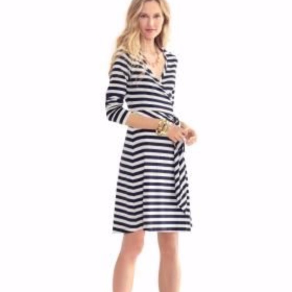 Banana Republic Dresses & Skirts - BANANA REPUBLIC STRIPED FAUX WRAP DRESS EUC SM